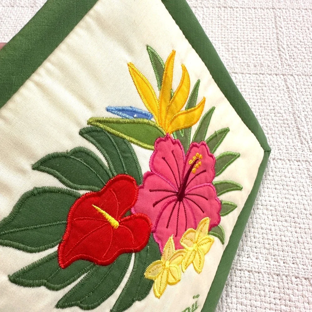 VTG Regency Creations Hawaii Embroidered Pot Holder Hot Pad Hibiscus Floral